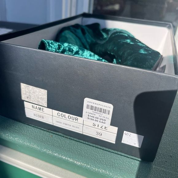 Anthropologie Teal Velvet Ankle Boots - Picture 9 of 10